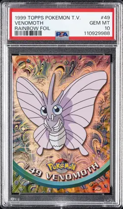 1999 TOPPS POKEMON TV RAINBOW FOIL #49 VENOMOTH PSA 10 - Image 1