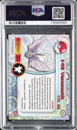 1999 TOPPS POKEMON TV RAINBOW FOIL #49 VENOMOTH PSA 10 - Image 2