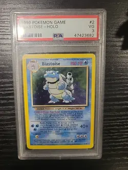 1999 Pokemon Base Set Holo Blastoise 2/102 Holo Rare PSA 3 - Image 1