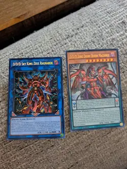 Yu-Gi-Oh! D/D/D Zero Doom Queen Machinex and D/D/D Sky King Zeus Ragnarok NM - Image 1