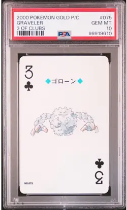 PSA10 2000 POKEMON GOLD VERSION PLAYING CARDS 075 GRAVELER 3 OF CLUBS POP1! - Image 1