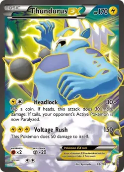 Pokemon Thundurus EX (98 Full Art) LP 1st Edition Normal XY - Roaring Skies - Image 1