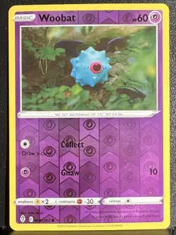 REVERSE HOLO Woobat 068/203 NM - Yuka Morii Clay - Evolving Skies Pokemon Card - Image 1