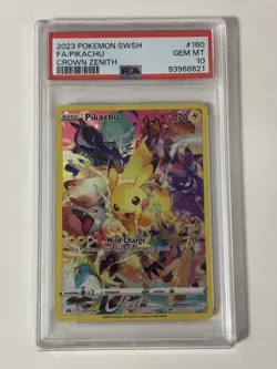 Pikachu #160 Crown Zenith - PSA 10 GEM MINT - Pokemon Card SWSH Full Art - Image 1