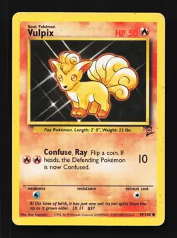 Vulpix 99/130 HP Base Set 2 English Pokemon Card TCG - Image 1
