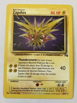 Zapdos 30/62 - Rare - Fossil - WOTC 1999 Vintage - Pokemon Card NM - 1¢ - Image 1
