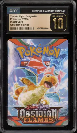Pokemon Obsidian Flames Trainer Tips Insert Card Dragonite CGC 10 Pristine - Image 1