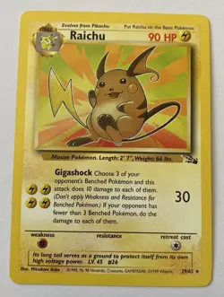 Raichu 29/62 - Rare - Fossil - WOTC 1999 Vintage - Pokemon Card NM - 1¢ start! - Image 1