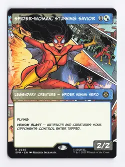 Spider-Woman, Stunning Savior (Borderless) 230 (R) MTG Marvel's Spider-Man (SPM) - Image 1