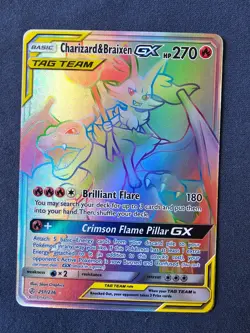 Charizard & Braixen GX Holo Pokemon Card 251/236 Secret Sm-Cosmic Eclipse - NM! - Image 1