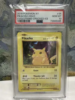 2016 Pokemon Pikachu Cracked Ice Holo #35 XY Evolutions PSA 10 Rare - Image 1