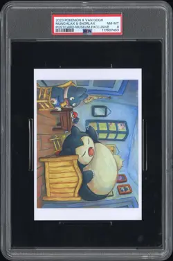 2023 POKEMON X VAN GOGH POSTCARD MUSEUM EXCLUSIVE MUNCHLAX & SNORLAX PSA 8 - Image 1