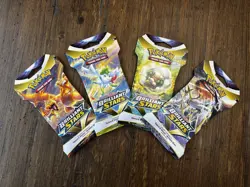 Pokemon Brilliant Stars Sleeved Booster Pack COMPLETE ART SET - 4 Packs SEALED - Image 1