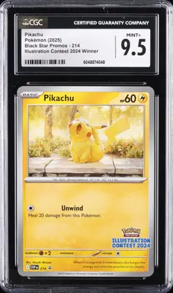 2025 POKEMON BLACK STAR PROMOS, ILLUSTRATION CONTEST 2024 WINNER PIKACHU CGC 9.5 - Image 1