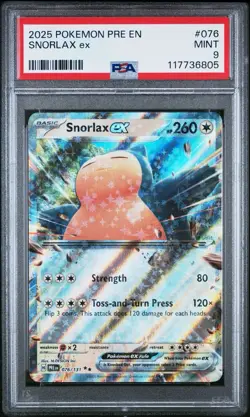 2025 Pokemon Scarlet & Violet Prismatic Evolutions Snorlax ex #076/131 PSA 9 - Image 1