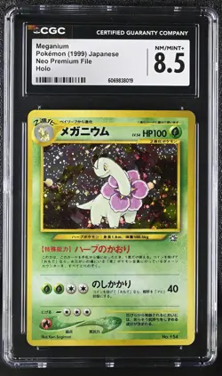 CGC 8.5 Meganium 1999 Neo Premium File 154 Holo Graded Pokemon Card - Image 1