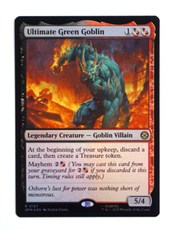 Spider-Man Magic the Gathering Ultimate Green Goblin Rare Foil #157 Card (NM) - Image 1