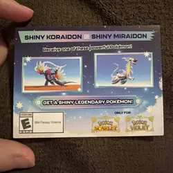 POKEMON SCARLET / VIOLET -SHINY MIRAIDON OR SHINY KORAIDON CODE CARD UNSCRATCHED - Image 1