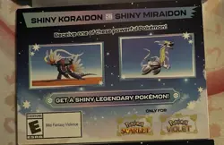 Shiny Koraidon & Miraidon Pokemon Scarlet Violet Code Card - Gamestop - Image 1