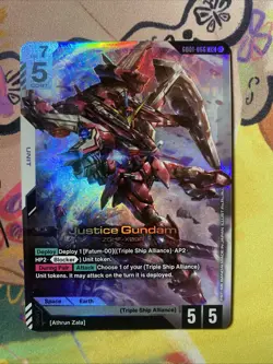 Justice Gundam GD01-066 LR Gundam Card Game Newtype Rising Foil - Image 1