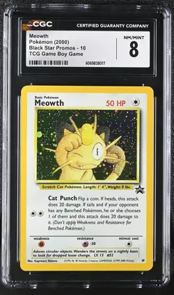 CGC 8 Meowth 2000 Black Star Promos 10 TCG Game Boy Game Graded Pokemon Card - Image 1