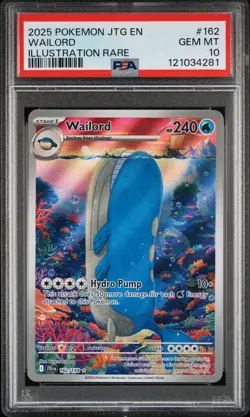 2025 POKEMON JTG EN-JOURNEY TOGETHER ILLUSTRATION RARE #162 WAILORD PSA 10 - Image 1