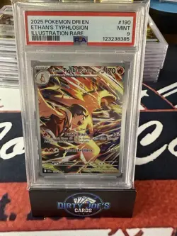 2025 POKEMON DRI EN-DESTINED RIVALS ILLUSTRATION RARE ETHAN'S TYPHLOSION PSA 9 - Image 1