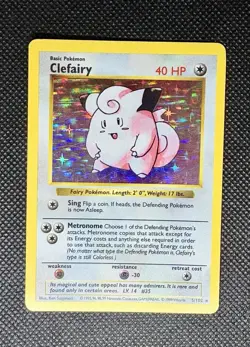 1999 Clefairy Shadowless Base Set Holo MP 5/102 WOTC Pokemon Vintage Rare - Image 1