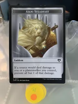 MTG {Ajani Steadfast Emblem} {Wizard Token} - Commander Masters Card # T77T7 LP - Image 1