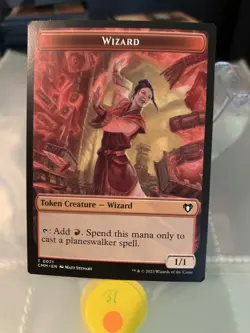 MTG {Ajani Steadfast Emblem} {Wizard Token} - Commander Masters Card # T77T7 LP - Image 2