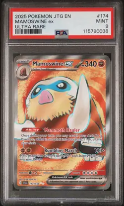 Pokemon 2025 JTG En-Journey Together Ultra Rare Card #174 Mamoswine EX, PSA 9 - Image 1