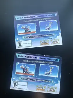 2 Shiny Koraidon or Miraidon Pokemon Scarlet Violet Code Card - Gamestop - Image 1