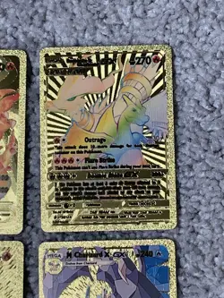 Set of 4 Pokemon Charizard Factory Error Back Gold Foil Fan Art Display Cards LP - Image 3