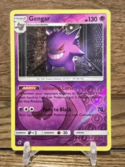 Pokemon Card TCG Gengar 38/111 Crimson Invasion Sun & Moon Reverse Holo Rare MP - Image 1
