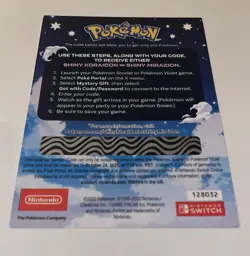 Shiny Miraidon Koraidon Code GameStop Pokemon - Physical PROMO Card- Unused Code - Image 2