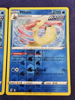 Rapid Strike Stamp 3x Holo Water Pokemon Card Lot Octillery, Tapu Fini, Milotic - Image 4