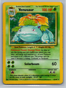 Venusaur Holo Pokemon Card Unlimited 1999 Base Set 15/102 NO CREASES HP - Image 1