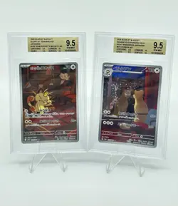 BGS 9.5 Pokemon Card Japanese Team Rocket's Meowth Persian Art Rare 2 Card Set - Image 1