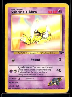 2000 Gym - Challenge Sabrina’s Abra #93 Non Holo Pokemon Card - Image 1