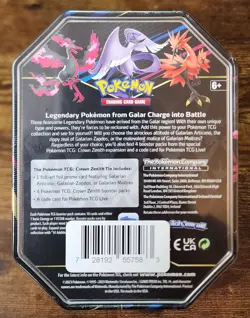 Pokemon Crown Zenith Tin Galarian Moltres Swsh284 - New - Factory Sealed 4 Packs - Image 2
