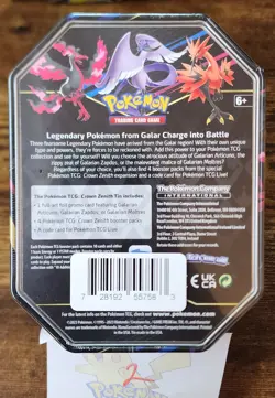 Pokemon Crown Zenith Tin Galarian Moltres Swsh284 - New - Factory Sealed 4 Packs - Image 3