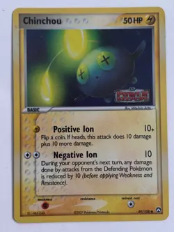 Chinchou 49/108 Power Keepers Pokemon Card Reverse Holo Stamped +added Reg card. - Image 1