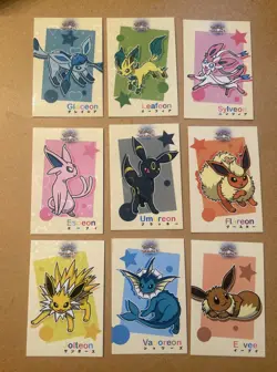 Pokemon Let's Go Eevee Database Peru Square Set Eeveelutions Full Set Heart Holo - Image 1