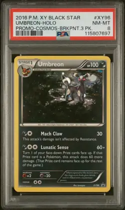 2016 Pokemon - Umbreon XY Black Star Promo 3 Pack Blisters - Cosmos #XY96 PSA 8 - Image 1