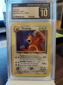 2001 Pokemon Ursaring Neo Discovery #35/75 CGC Pristine 10 - Image 1