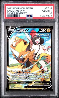 2022 POKEMON SWORD & SHIELD SILVER TEMPEST #TG16 FULL ART/ZERAORA V PSA 10 - Image 1