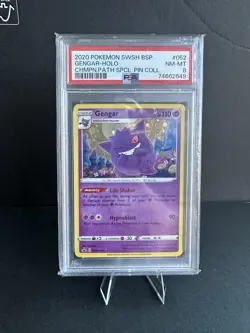 Pokemon 2020 Gengar SWSH Black Star Promo Champion's Path Pin Collection PSA 8 - Image 1