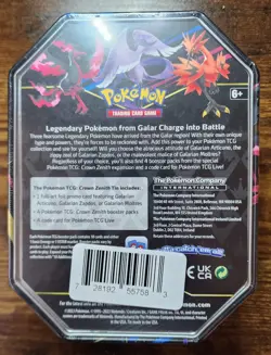 Pokemon Crown Zenith Tin Galarian Moltres Swsh284 - New/Factory Sealed 4 Packs - Image 2