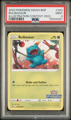 2022 POKEMON SWSH BLACK STAR PROMO ILLUSTRATION CONTEST 2022 BULBASAUR PSA 9 - Image 1