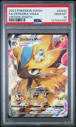 2023 Pokemon Sword & Shield Crown Zenith Zeraora VMAX Full Art GG42/GG70 PSA 10 - Image 1